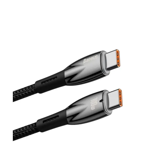 КАБЕЛЬ PD BASEUS GLIMMER SERIES FAST CHARGING DATA CABLE TYPE-C TO TYPE-C 100W 1M, ЧОРНИЙ CADH000701