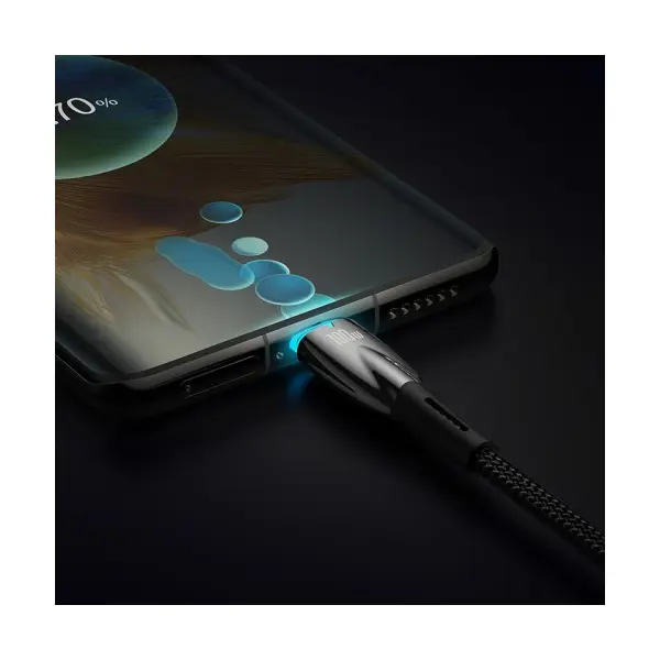 КАБЕЛЬ PD BASEUS GLIMMER SERIES FAST CHARGING DATA CABLE TYPE-C TO TYPE-C 100W 1M, ЧОРНИЙ CADH000701