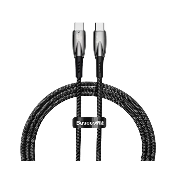 КАБЕЛЬ PD BASEUS GLIMMER SERIES FAST CHARGING DATA CABLE TYPE-C TO TYPE-C 100W 1M, ЧОРНИЙ CADH000701