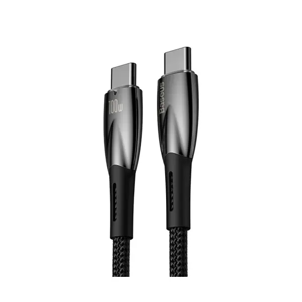 КАБЕЛЬ PD BASEUS GLIMMER SERIES FAST CHARGING DATA CABLE TYPE-C TO TYPE-C 100W 1M, ЧОРНИЙ CADH000701