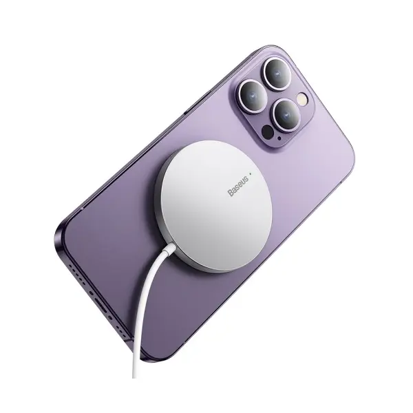 MR4_145688 Бездротовий зарядний пристрій baseus simple mini3 magnetic wireless charger 15w, сірий ccjj040012 