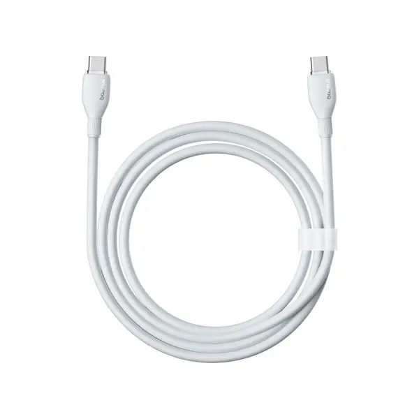 КАБЕЛЬ PD BASEUS PUDDING SERIES FAST CHARGING CABLE TYPE-C TO TYPE-C 100W 1.2M, БІЛИЙ P10355702221-00