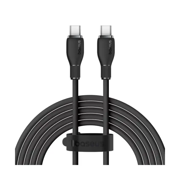 КАБЕЛЬ PD BASEUS PUDDING SERIES FAST CHARGING CABLE TYPE-C TO TYPE-C 100W 2M, ЧОРНИЙ P10355702111-01