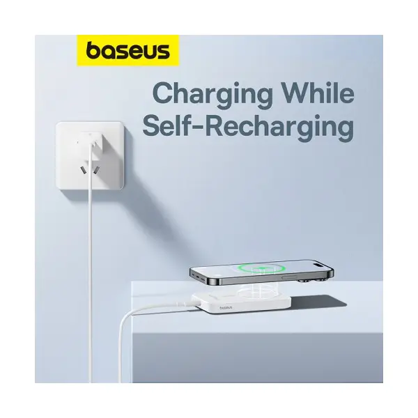 ЗОВНІШНІЙ АКУМУЛЯТОР POWER BANK BASEUS MAGNETIC MINI WIRELESS FAST CHARGE 5 000MAH 20W, БІЛИЙ P10022107223-00