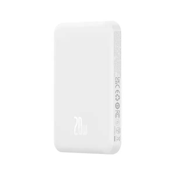 ЗОВНІШНІЙ АКУМУЛЯТОР POWER BANK BASEUS MAGNETIC MINI WIRELESS FAST CHARGE 5 000MAH 20W, БІЛИЙ P10022107223-00