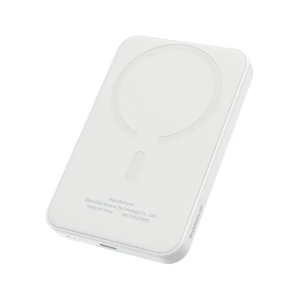 ЗОВНІШНІЙ АКУМУЛЯТОР POWER BANK BASEUS MAGNETIC MINI WIRELESS FAST CHARGE 5 000MAH 20W, БІЛИЙ P10022107223-00