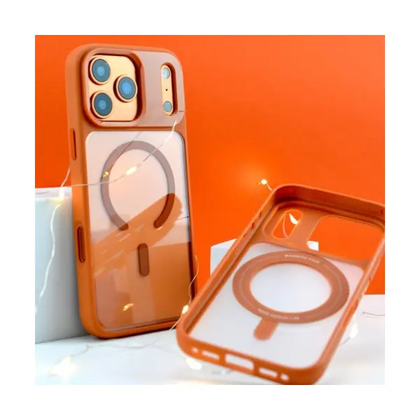 MR4_145996 Чохол rock guard transparent magnetic (anti-drop lens protection) для iphone 17 pro помаранчевий 