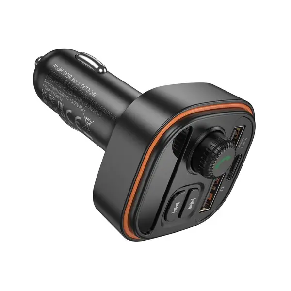 АВТОМОБІЛЬНИЙ ЗАРЯДНИЙ ПРИСТРІЙ МОДУЛЯТОР BOROFONE BC59 HEROIC (USB-A, TYPE-C) 5V, 3A, ЧОРНИЙ