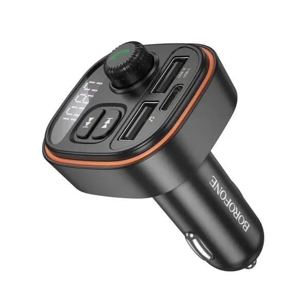 АВТОМОБІЛЬНИЙ ЗАРЯДНИЙ ПРИСТРІЙ МОДУЛЯТОР BOROFONE BC59 HEROIC (USB-A, TYPE-C) 5V, 3A, ЧОРНИЙ