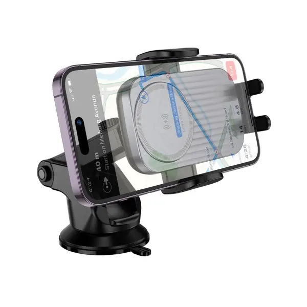 АВТОТРИМАЧ BOROFONE BH222 LEADING PUSH-TYPE WIRELESS FAST CHARGING CAR HOLDER (CENTER CONSOLE), ЧОРНИЙ