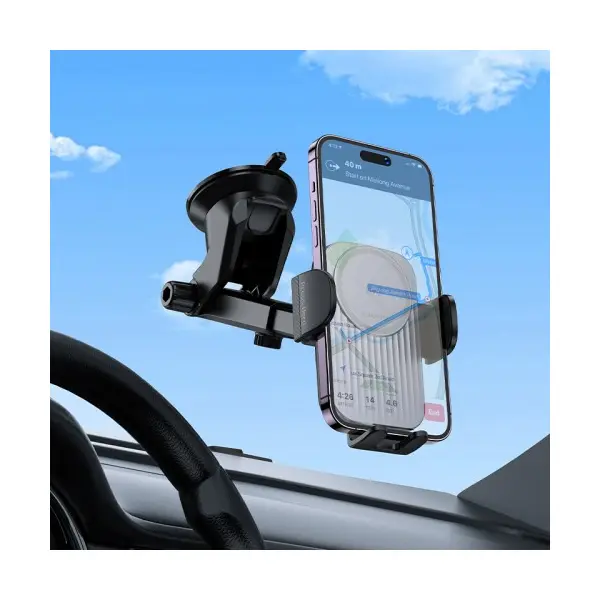 АВТОТРИМАЧ BOROFONE BH222 LEADING PUSH-TYPE WIRELESS FAST CHARGING CAR HOLDER (CENTER CONSOLE), ЧОРНИЙ
