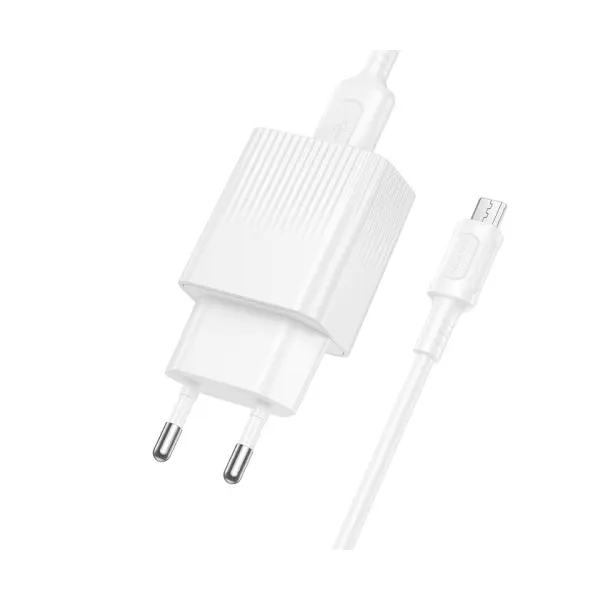 МЕРЕЖЕВИЙ ЗАРЯДНИЙ ПРИСТРІЙ BOROFONE BAS71A SOURCE 1USB, 2.1A MICRO, БІЛИЙ