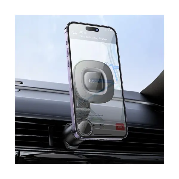 АВТОТРИМАЧ HOCO H74 CROWN RING MAGNETIC CAR HOLDER (AIR OUTLET), ЧОРНИЙ METAL, СІРИЙ