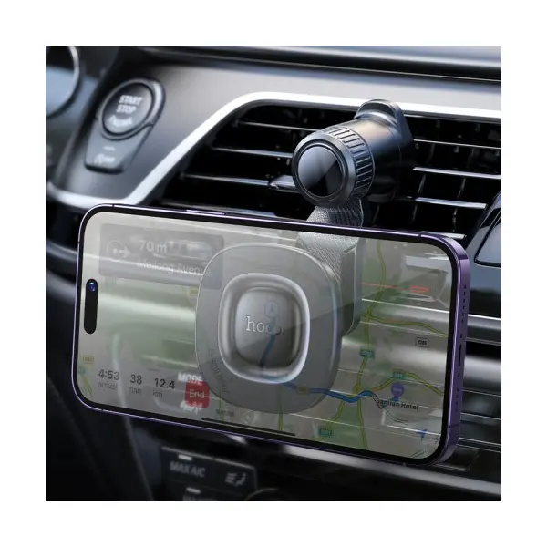 АВТОТРИМАЧ HOCO H74 CROWN RING MAGNETIC CAR HOLDER (AIR OUTLET), ЧОРНИЙ METAL, СІРИЙ