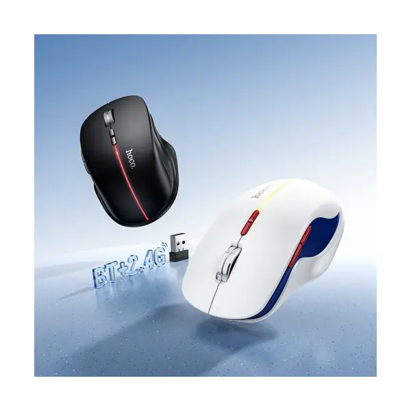 КОМПЮТЕРНА МИШКА HOCO GM40 DIXON RGB DUAL-MODE WIRELESS MOUSE (RECHARGEABLE VERSION) DARK NIGHT, ЧОРНИЙ