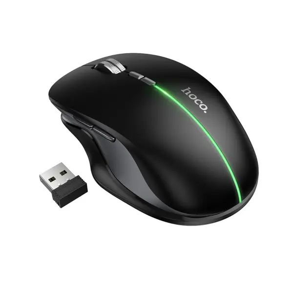 КОМПЮТЕРНА МИШКА HOCO GM40 DIXON RGB DUAL-MODE WIRELESS MOUSE (RECHARGEABLE VERSION) DARK NIGHT, ЧОРНИЙ