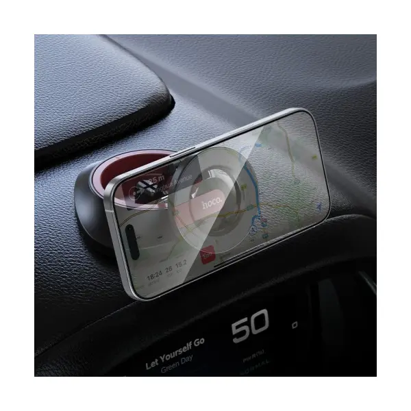 MR4_146172 Автотримач hoco h90 tower folding ring magnetic car holder (dashboard), чорний and червоний 