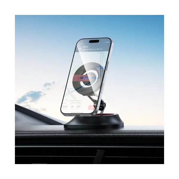 MR4_146172 Автотримач hoco h90 tower folding ring magnetic car holder (dashboard), чорний and червоний 