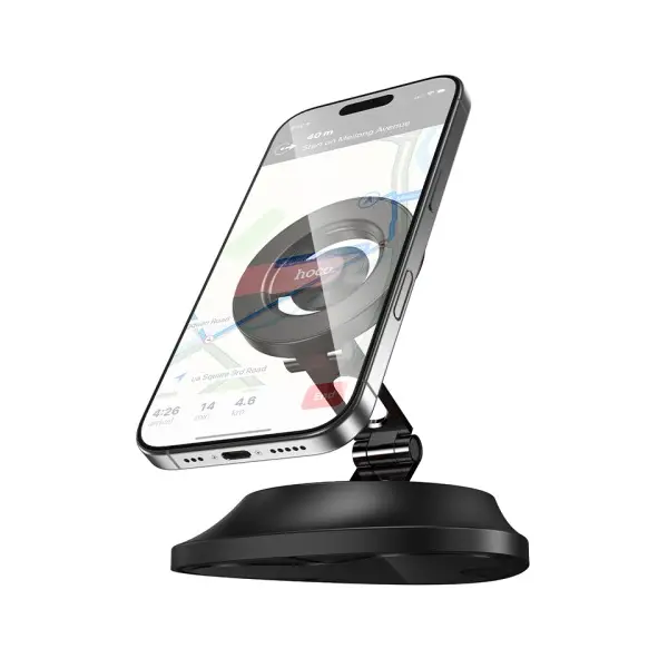 MR4_146172 Автотримач hoco h90 tower folding ring magnetic car holder (dashboard), чорний and червоний 