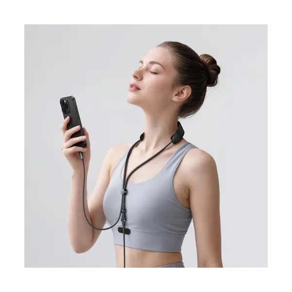КАБЕЛЬ PD HOCO U145 100W CHARGING DATA CABLE C TO C NECK HANGING WITH MASSAGER, ЧОРНИЙ