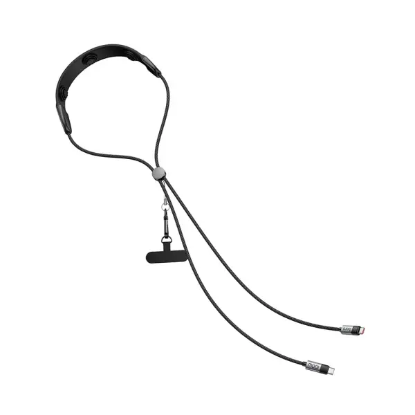 MR4_146173 Кабель pd hoco u145 100w charging data cable c to c neck hanging with massager, чорний 