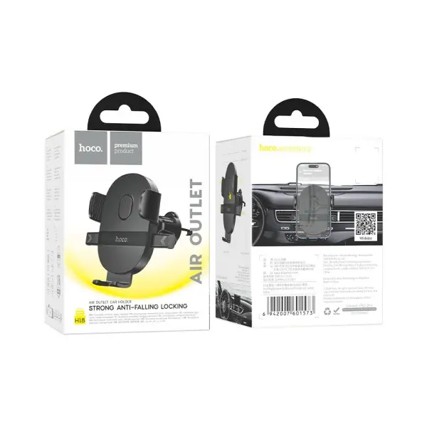 АВТОТРИМАЧ HOCO H18 MIGHTY ONE-BUTTON CAR HOLDER (AIR OUTLET), ЧОРНИЙ