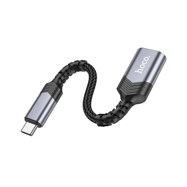 ПЕРЕХІДНИК HOCO UA24 TYPE-C MALE TO USB FEMALE 3.0 CONVERTER METAL, СІРИЙ