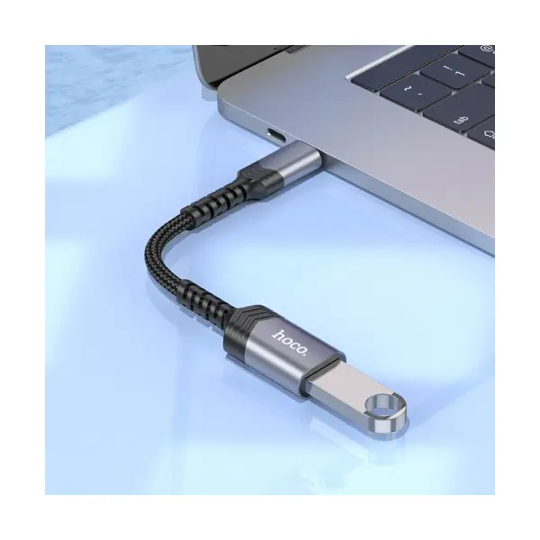 ПЕРЕХІДНИК HOCO UA24 TYPE-C MALE TO USB FEMALE 3.0 CONVERTER METAL, СІРИЙ