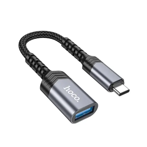 ПЕРЕХІДНИК HOCO UA24 TYPE-C MALE TO USB FEMALE 3.0 CONVERTER METAL, СІРИЙ
