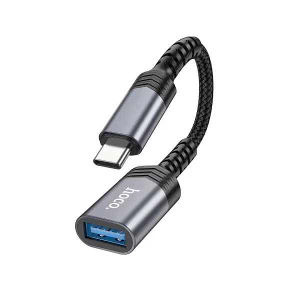 ПЕРЕХІДНИК HOCO UA24 TYPE-C MALE TO USB FEMALE 3.0 CONVERTER METAL, СІРИЙ