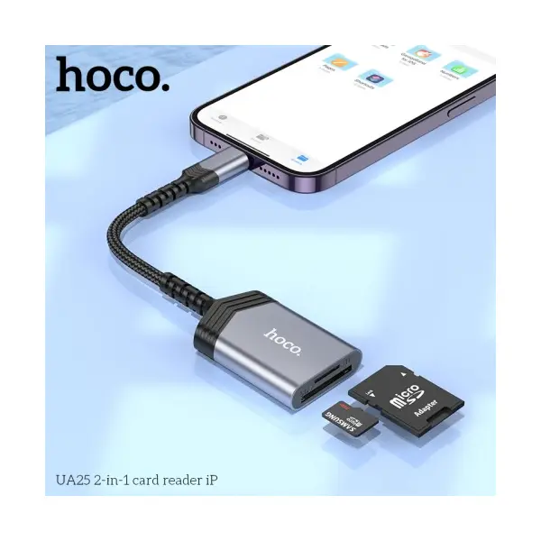КАРТРИДЕР HOCO UA25 2IN1 CARD READER IP METAL, СІРИЙ