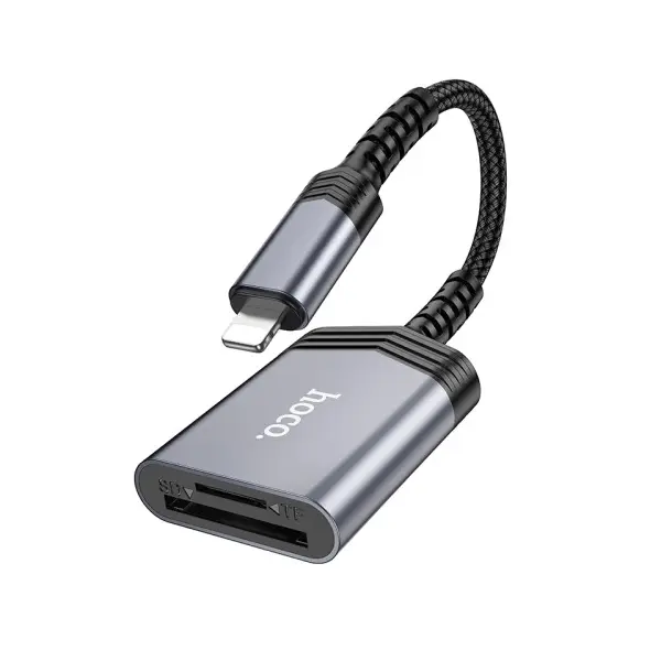КАРТРИДЕР HOCO UA25 2IN1 CARD READER IP METAL, СІРИЙ