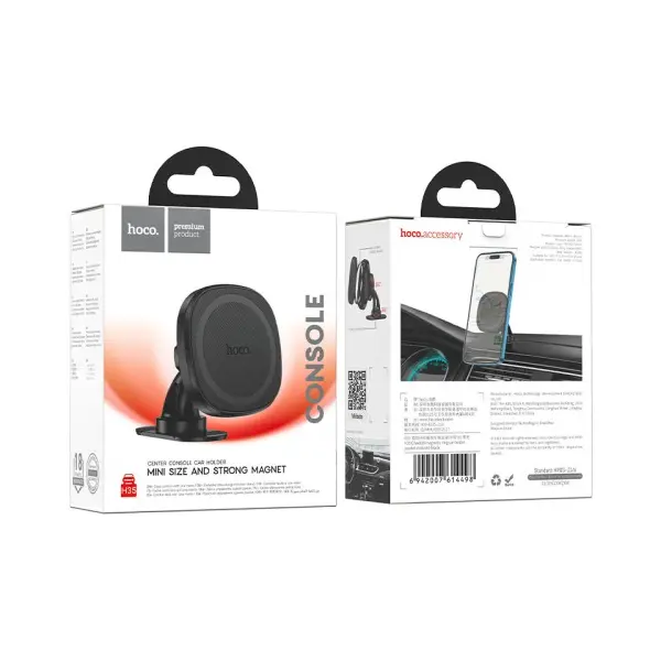 АВТОТРИМАЧ HOCO H35 CHEETAH MAGNETIC RING CAR HOLDER (CENTER CONSOLE), ЧОРНИЙ