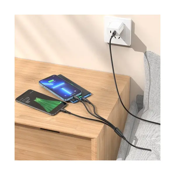 MR4_146063 Кабель borofone bx71 3in1 easy charging cable для lightning+micro+type-c 2a, 1m, чорний 