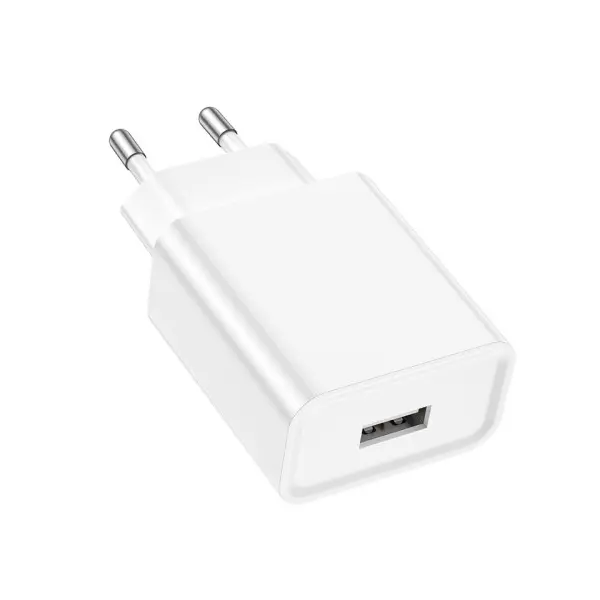МЕРЕЖЕВИЙ ЗАРЯДНИЙ ПРИСТРІЙ BOROFONE BA74A ASPIRER 1USB, 2.1A, БІЛИЙ