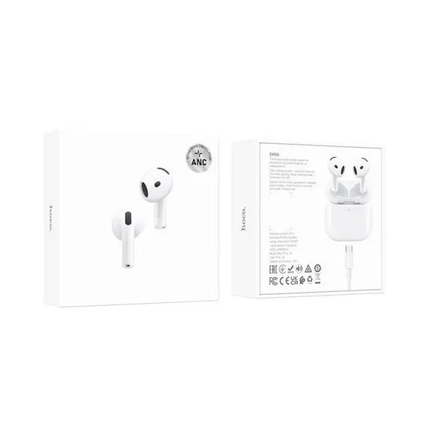 MR4_146324 Навушники бездротові hoco ew85 true wireless anc noise червонийuction bt headset, білий 