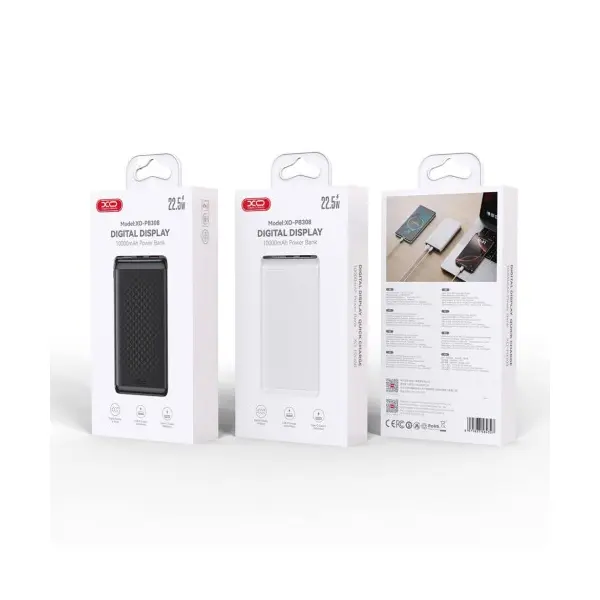 ЗОВНІШНІЙ АКУМУЛЯТОР POWER BANK XO PB308 TYPE-C 20W, USB-A 22.5W DIGITAL FAST CHARGER 10000MAH, ЧОРНИЙ