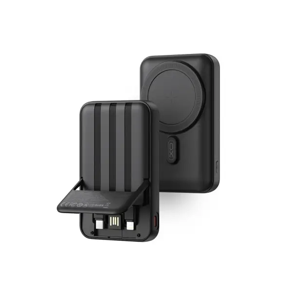 ЗОВНІШНІЙ АКУМУЛЯТОР POWER BANK XO PR288 MAGNETIC 15W + PD20W WITH FOUR CABLE 10000MAH, ЧОРНИЙ