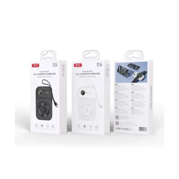 ЗОВНІШНІЙ АКУМУЛЯТОР POWER BANK XO PR270 22.5W+20W+3-IN-1 15W WITH TYPE-C WITH STAND 10000MAH, БІЛИЙ