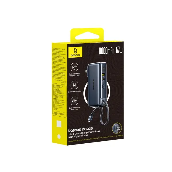 MR4_146284 Зовнішній акумулятор power bank baseus nomos nt11 omni charge digital display power bank 10 000mah 67w, чорний p10078807123-00 
