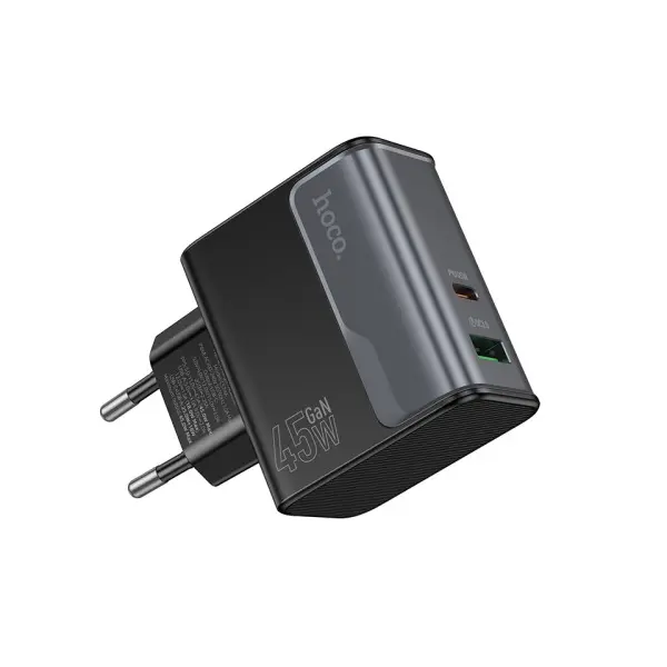 MR4_146742 Мережевий зарядний пристрій hoco cs74a star speed pd45w+qc3.0 charger (eu) midnight, чорний 