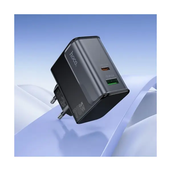 MR4_146742 Мережевий зарядний пристрій hoco cs74a star speed pd45w+qc3.0 charger (eu) midnight, чорний 