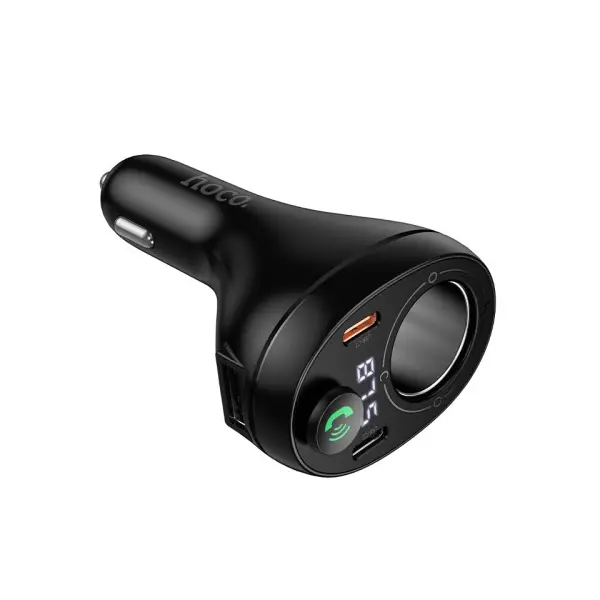 АВТОМОБІЛЬНИЙ ЗАРЯДНИЙ ПРИСТРІЙ + FM МОДУЛЯТОР HOCO E88 STAR, 1XUSB-A, 2XTYPE-C, 35W (2C) CIGARETTE LIGHTER, ЧОРНИЙ