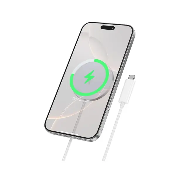 MR4_146752 Бездротовий зарядний пристрій hoco cw63 fast qi2 magnetic wireless fast charger, білий 