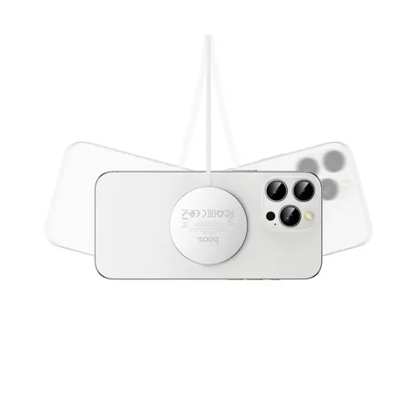 MR4_146752 Бездротовий зарядний пристрій hoco cw63 fast qi2 magnetic wireless fast charger, білий 