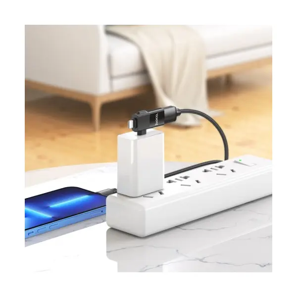 ПЕРЕХІДНИК HOCO UA17 IP MALE, TYPE-C MALE TO USB FEMALE TWO-IN-ONE ADAPTER, ЧОРНИЙ