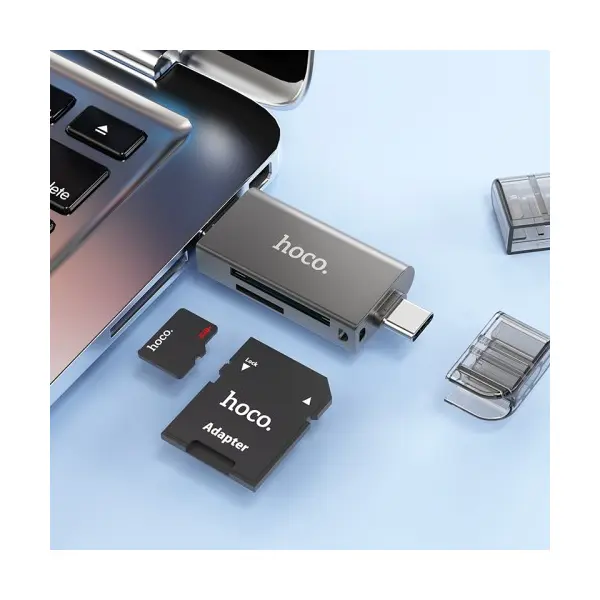 MR4_146715 Картридер hoco hb39 usb, type-c 3.0 high-speed card reader metal, сірий 