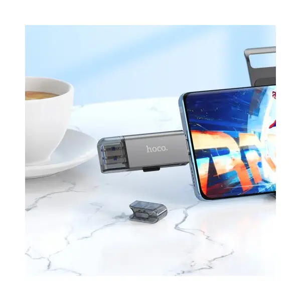 MR4_146715 Картридер hoco hb39 usb, type-c 3.0 high-speed card reader metal, сірий 