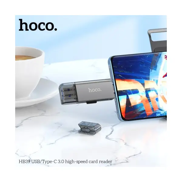 MR4_146715 Картридер hoco hb39 usb, type-c 3.0 high-speed card reader metal, сірий 