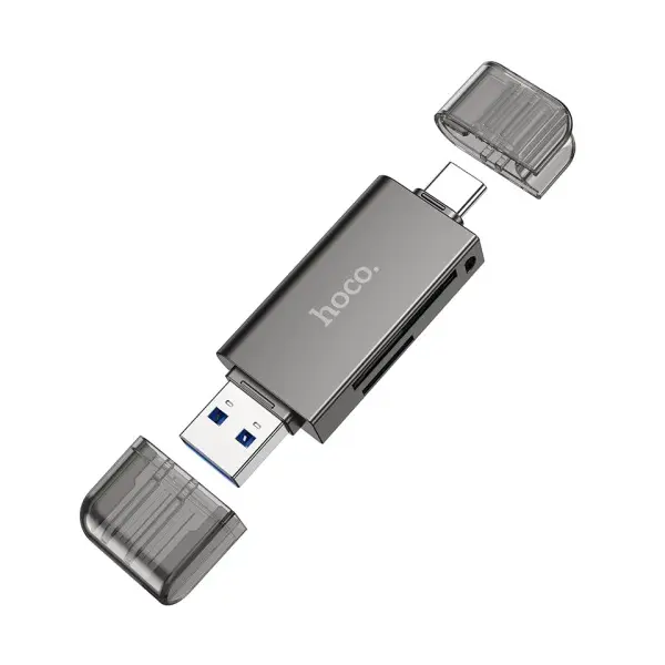 MR4_146715 Картридер hoco hb39 usb, type-c 3.0 high-speed card reader metal, сірий 